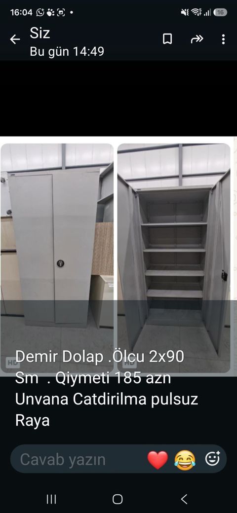 Demir dolab - Ölçü: 2x90 sm - Rəng: boz - Material: metal/demir — Sumqayıt
