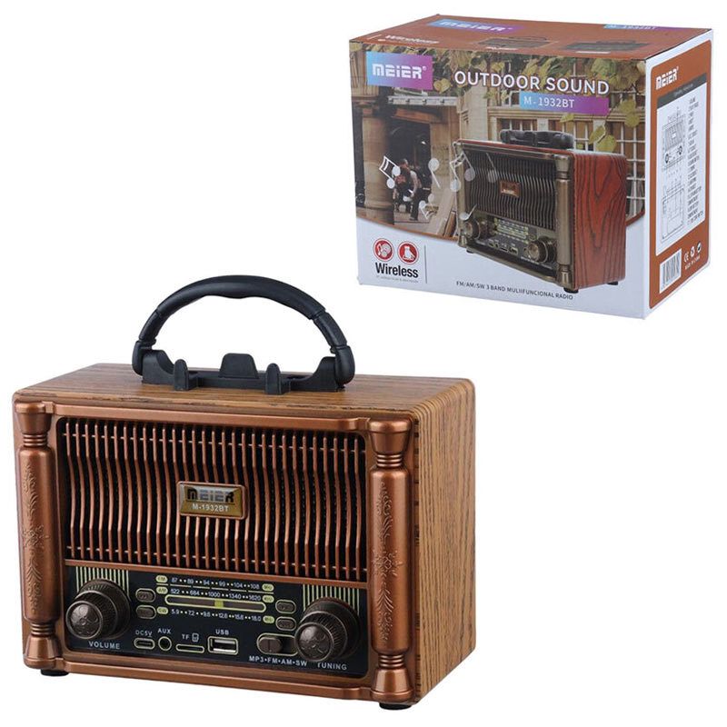 Meier Retro Radio Portativ Bluetooth Dinamik M-1932BT 3 Diapazonlu FM Radio MP3 Pleyer Radio — Mallar, Bakı (3)