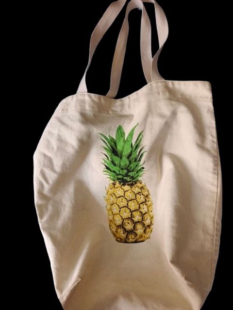Ananas naxışlı kanvas tote çanta - Material: qalın, təbii rəngli — Bakı