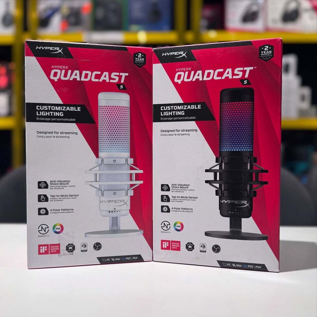 HyperX QuadCast S White-Grey (519P0AA) USB gaming microphone — Səs texnikası, Bakı (2)