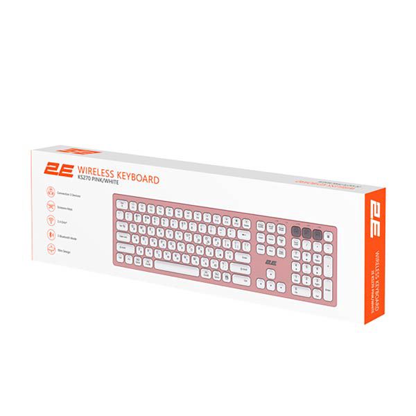 2E Keyboard Membrane KS270 WL BT En/uk Pink White 2E-KS270WBPN_UA — Mallar, Bakı
