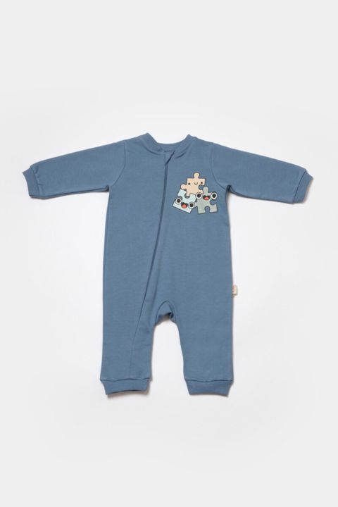 Oğlanlar üçün şalvarlı kombinezon BabyCosy CSY8029, göy, pambıq, ölçü 3-6 ay — Bakı