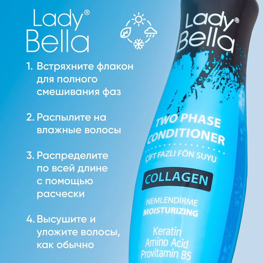 Kondisioner-sprey saçlar üçün Lady Bella Two Phase Collagen, 400 ml — Mallar, Bakı (2)