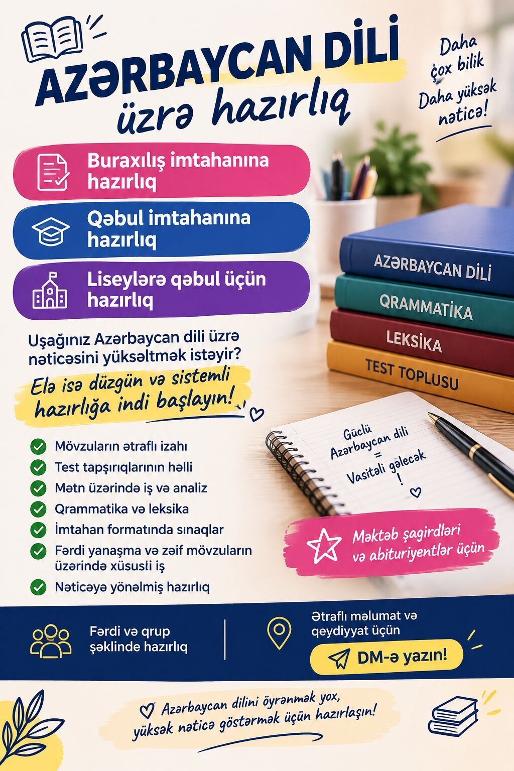 Repetitor, Azərbaycan dili, İmtahanlara hazırlıq — Fərdi dərslər, Masazır