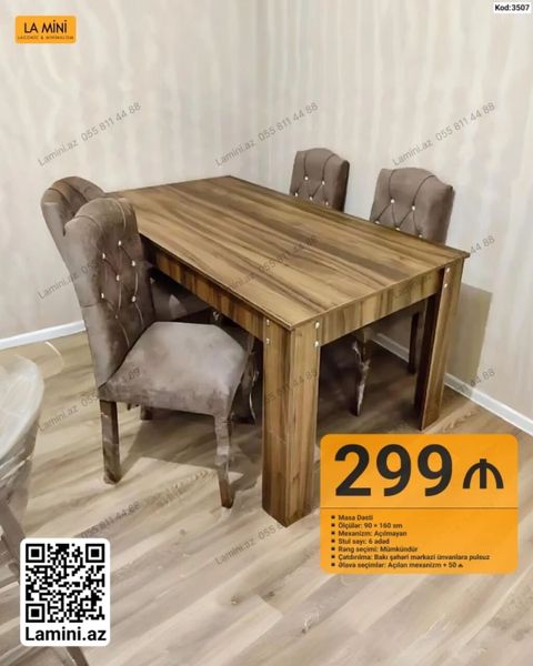 Masa Dəsti – Kod: 3507 - Ölçülər: 90 160 sm - Mexanizm: Açılmayan — Bakı