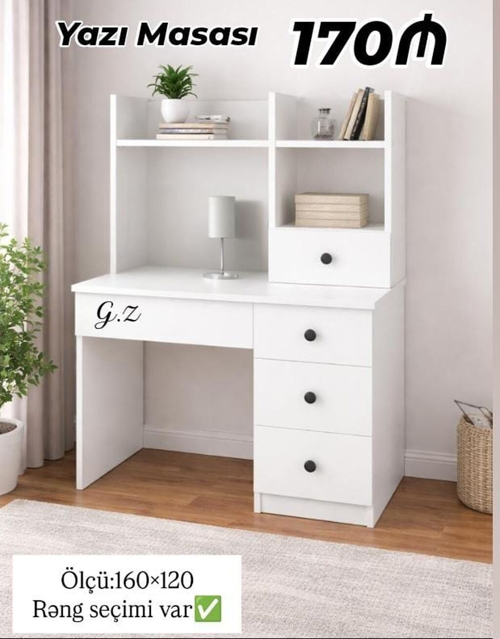 Yazı masası və tualet masası modelləri 1) Yazı masası – 180₼ - Ümumi — Kompüter masaları və kresloları, Bakı (5)