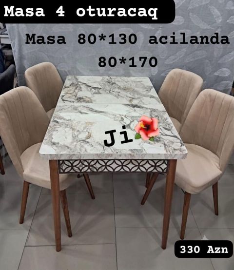 Yeni, Açılan, Dördbucaq masa, 4 stul — Digah