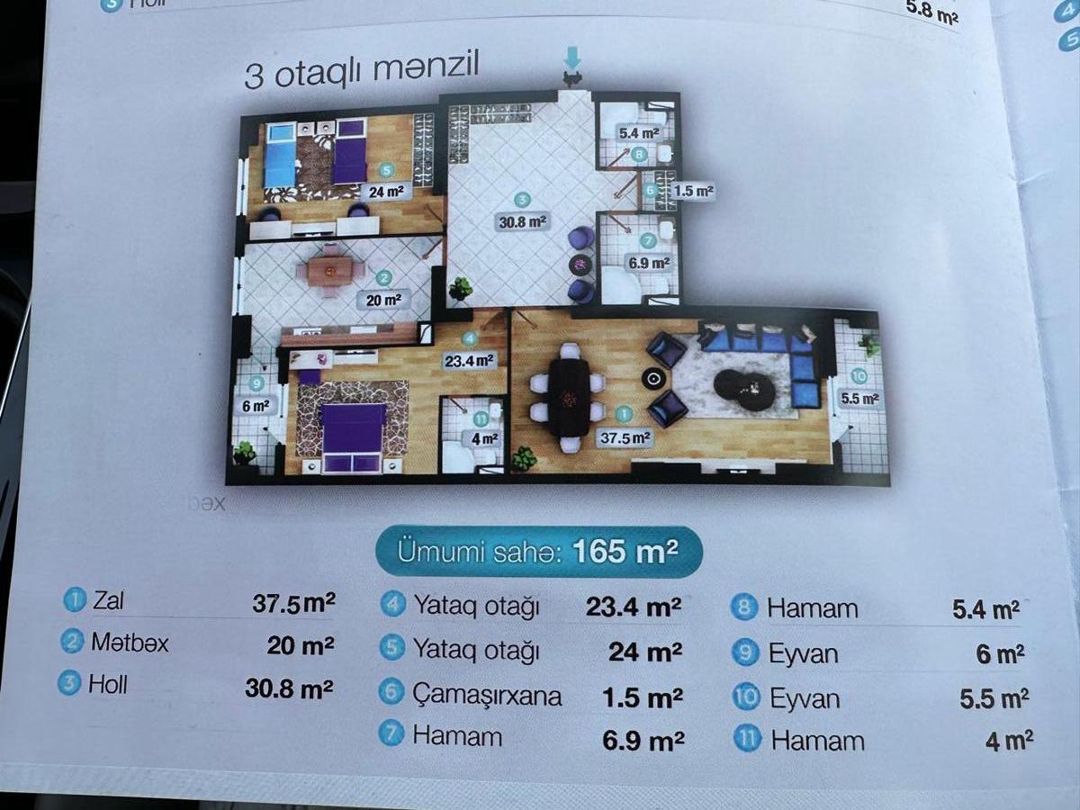 Satılır 3 otaqlı yeni tikili 165 m² — Mənzil, Bakı (9)