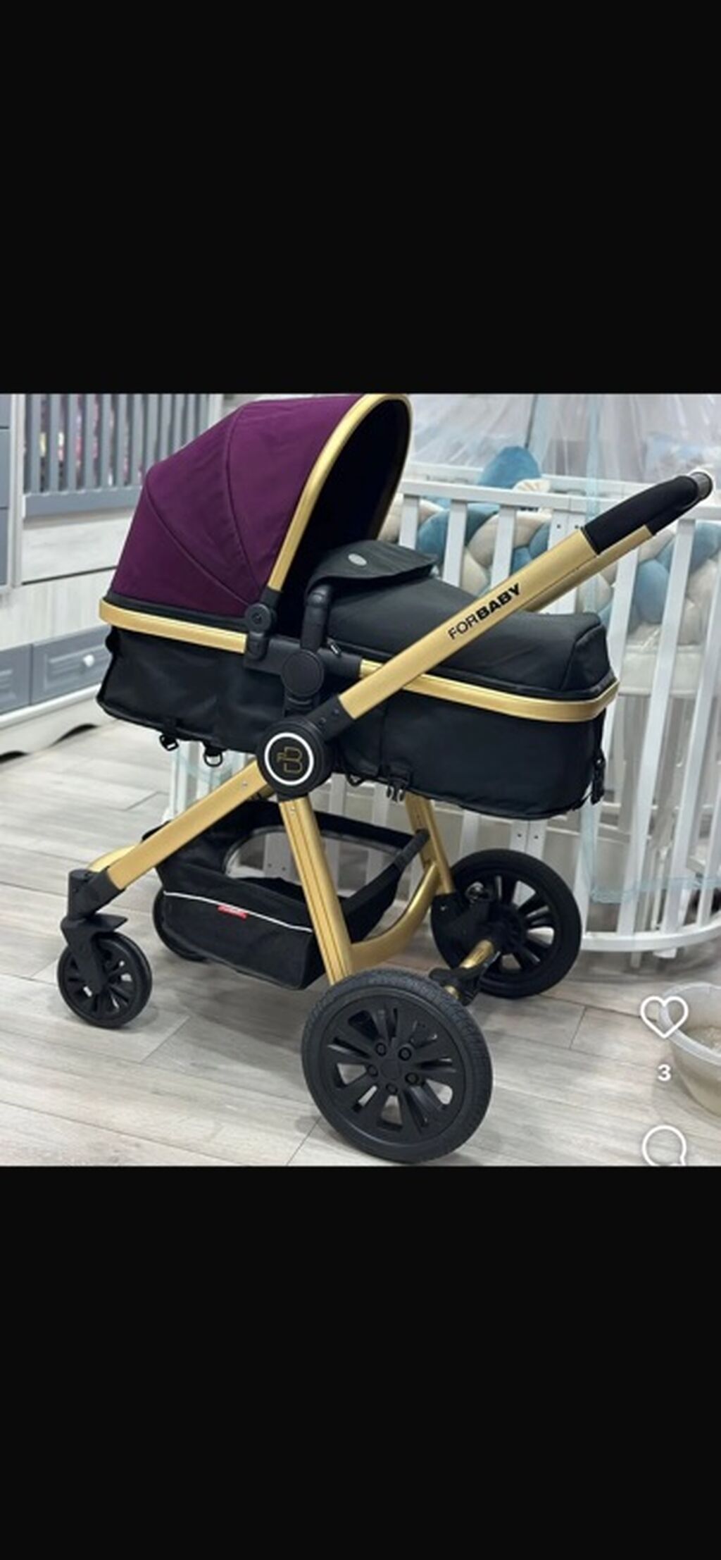 Uşaq arabası – ForBaby marka beşik tipli model - Rəng: bənövşəyi — Arabalalar, Bakı
