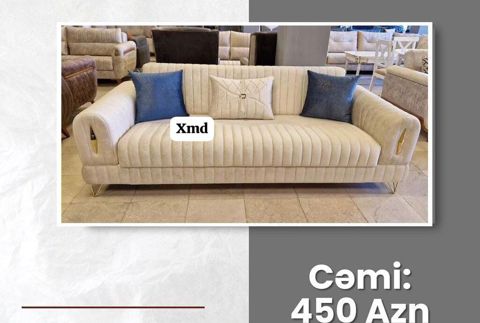 Mebel kateqoriyası: Divan Müasir dizaynlı 3 nəfərlik krem rəngli — Sumqayıt