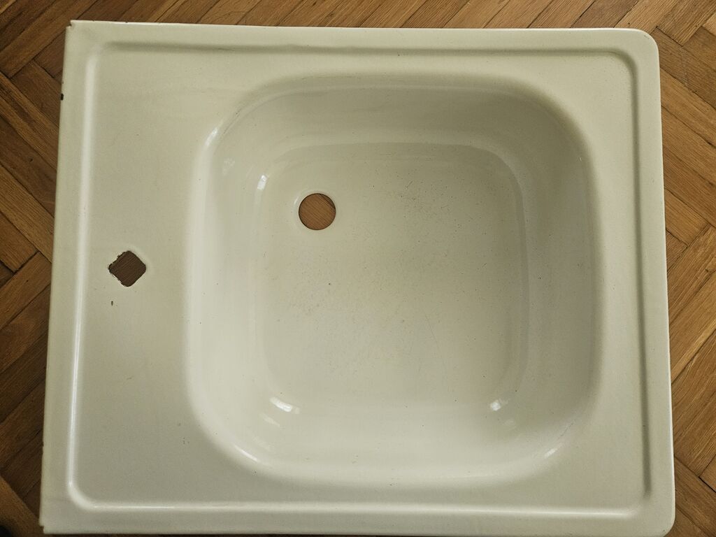 Mətbəx üçün emaye metal lavabo (kvadrat formalı) Sovet Советская — Mətbəx lavabolarında, Bakı (2)
