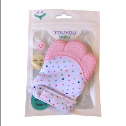 Diş çıxaran əlcək YouYouBaby, 3 ay, parça/slikon, çəhrayı — Bakı