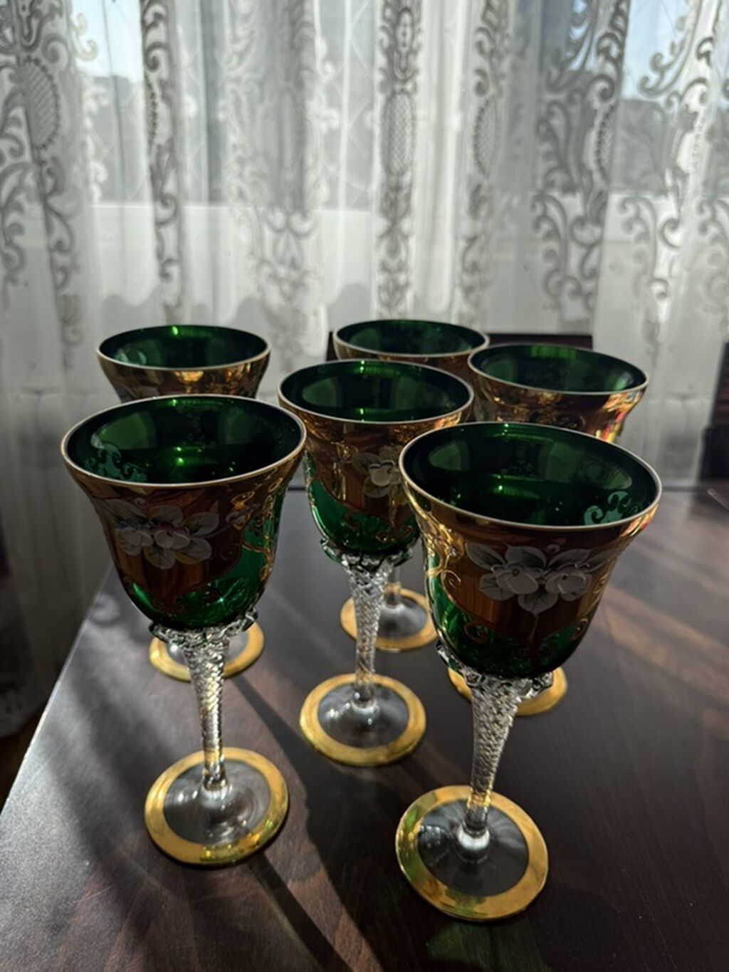 Qədəhlər, rəng - Yaşıl, Şüşə, 6 ədədli dəst — Süfrə qabı, Bakı (3)