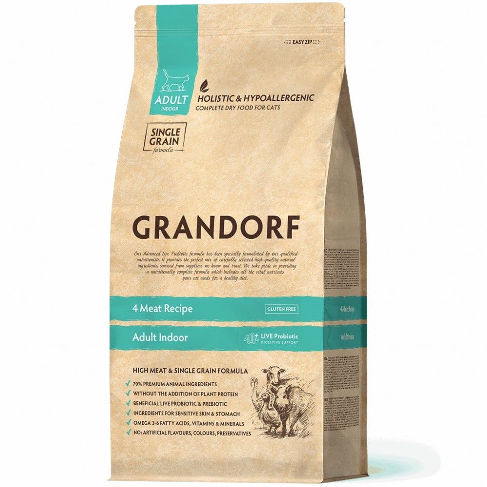 Quru yem Grandorf 4 Meat Adult Indoor, 2 kq — Mallar, Bakı
