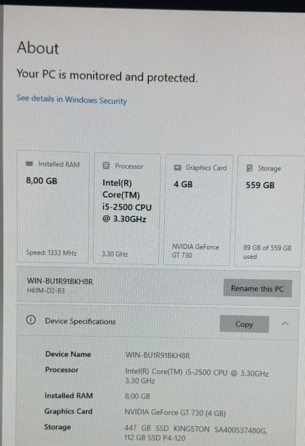 satılır Prosessor: Intel Core i5-2500 — 3.30 GHz RAM: 8 GB — Masaüstü kompüterlər, Bakı (3)