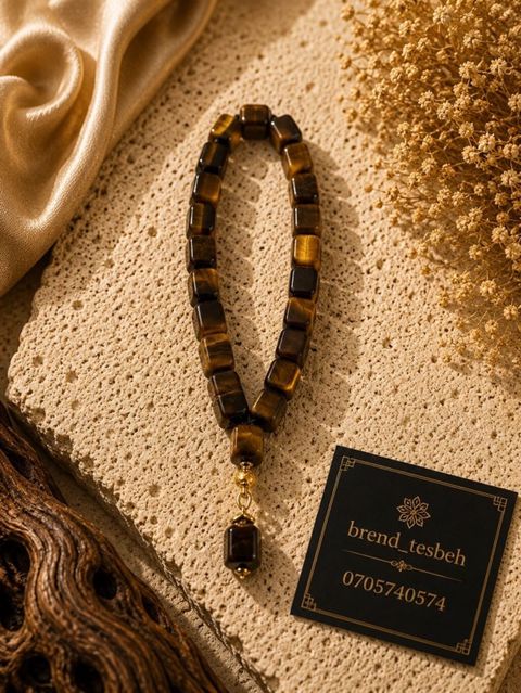 Təbii “pələng göz” daşı tesbeh - Material: Təbii pələng gözü (Tiger’s — Bakı