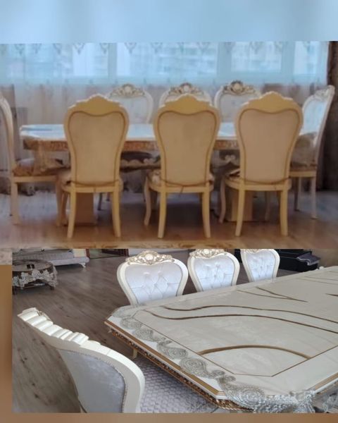 Qonaq otağı üçün, İşlənmiş, Dördbucaq masa, 8 stul — Bakı