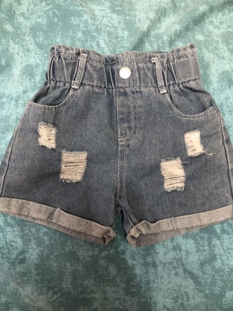 Uşaq üçün cins şort - Material: klassik mavi denim - Dizayn: ön — Bakı