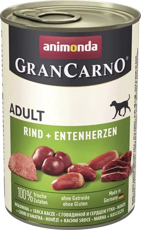 İtlər üçün konserv Animonda Gran Carno, ördək ürəyi və mal əti, 400 q — Bakı