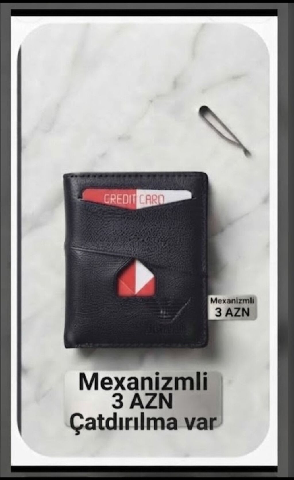 Mexanizimli kartlıq – qara rəngdə, kompakt ölçülü. - Kartlar üçün bir — Cüzdanlar və vizit kartlıqları, Bakı