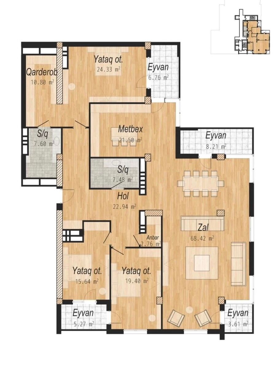 Satılır 4 otaqlı yeni tikili 225 m² — Mənzil, Bakı (2)