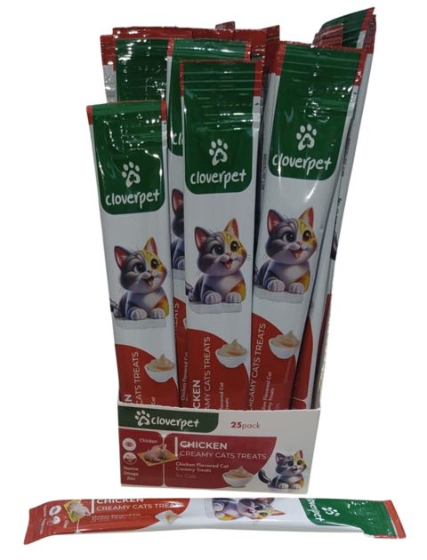Pişiklər üçün məzə Cloverpet toyuq dadı ilə 5 əd x 15 q — Bakı