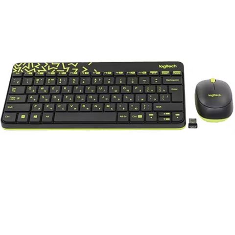 Logitech Wireless Combo MK240 Ru Black Charetreuse 920-008213 — Bakı