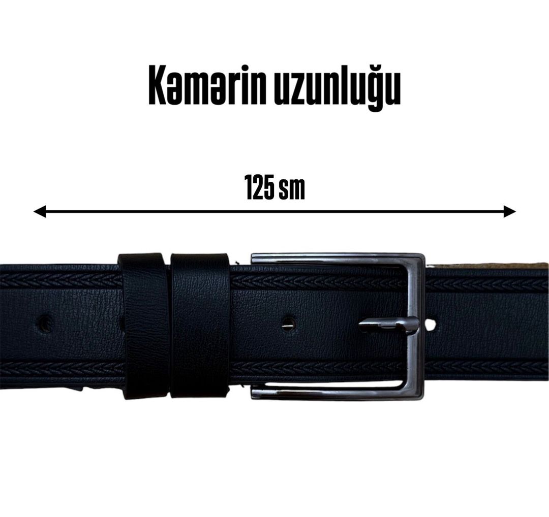 Kişilər üçün kəmər 0995, süni dəri, qara, ölçü 125 sm — Mallar, Bakı (2)