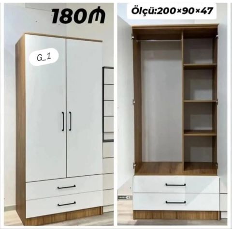 İki qapılı paltar dolabı - Ölçü: 200 90 47 sm (şəkildə — Sumqayıt