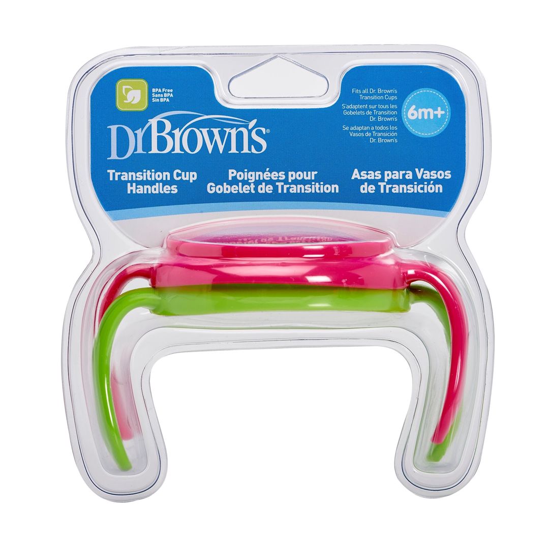 Uşaq su qabı üçün tutacaq dəsti Dr. Brown's Transition Cup Handles, çəhrayı/yaşıl, 2 əd — Mallar, Bakı