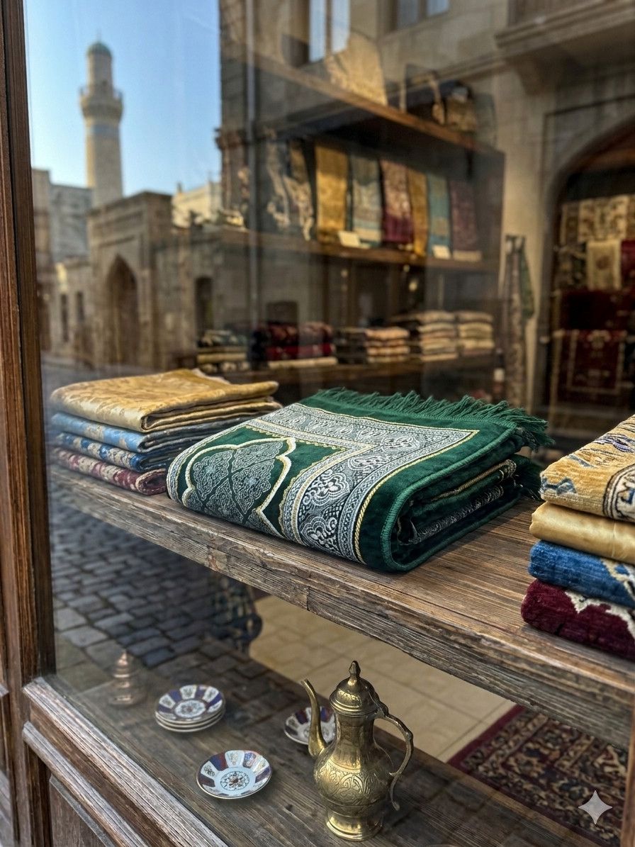 Namaz xalçası 3373, məxmər, yaşıl, 110x68 sm — Mallar, Bakı (3)