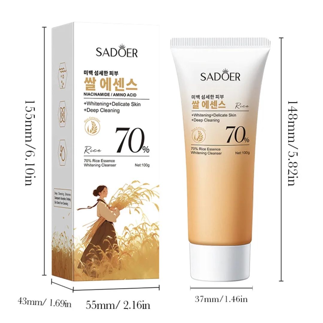 Üz üçün yuyunma gel-köpüyü No brand 70% Rice Essence Whitening Cleanser 100 ml — Mallar, Bakı (2)