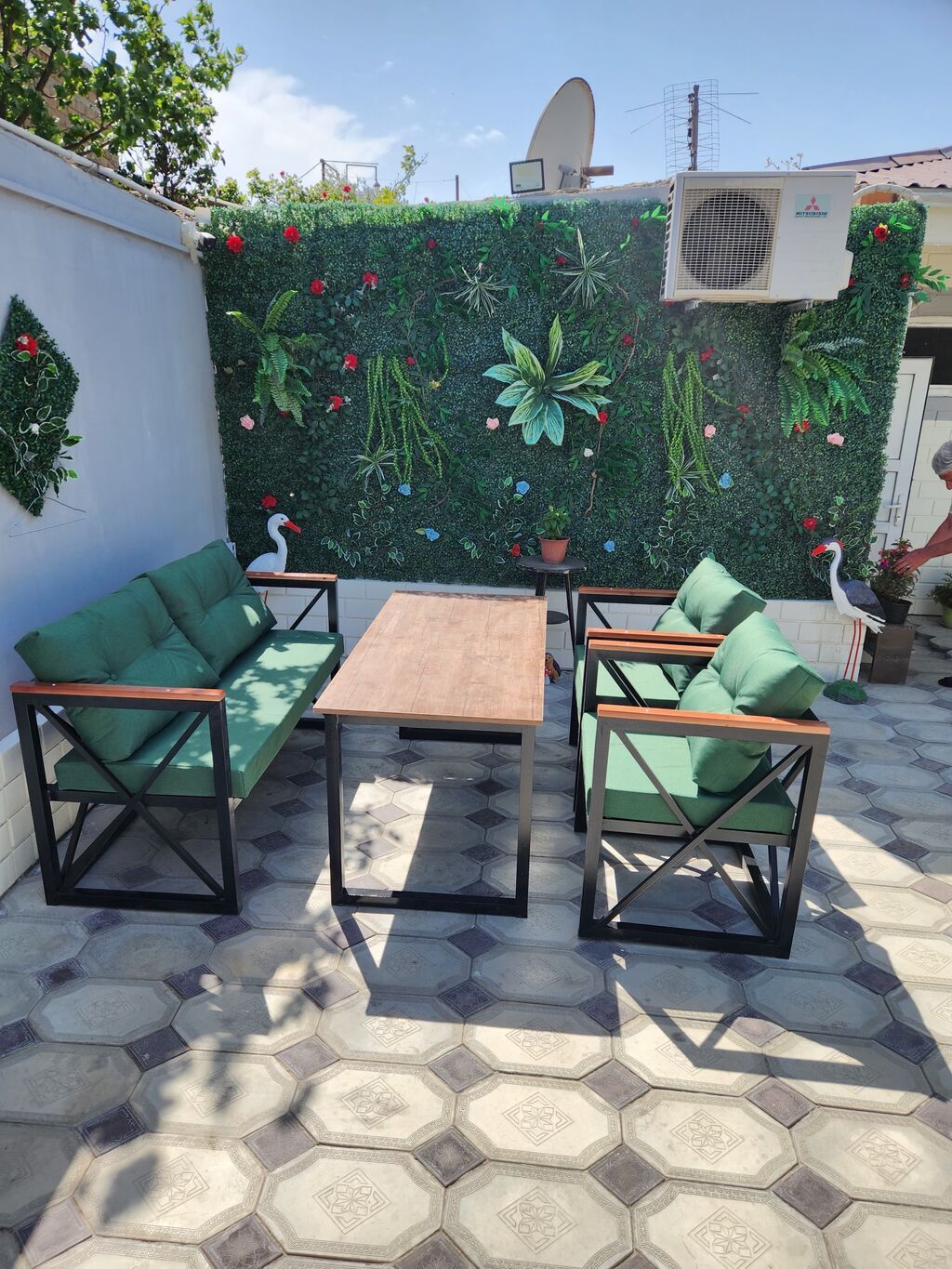 Metall karkaslı bağ/terras oturma dəsti Tərkibi: - 1 ədəd iki — Mobilya dəstləri, Digah (5)