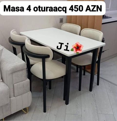 Mətbəx üçün, Yeni, Açılmayan, Dördbucaq masa, 4 stul — Digah