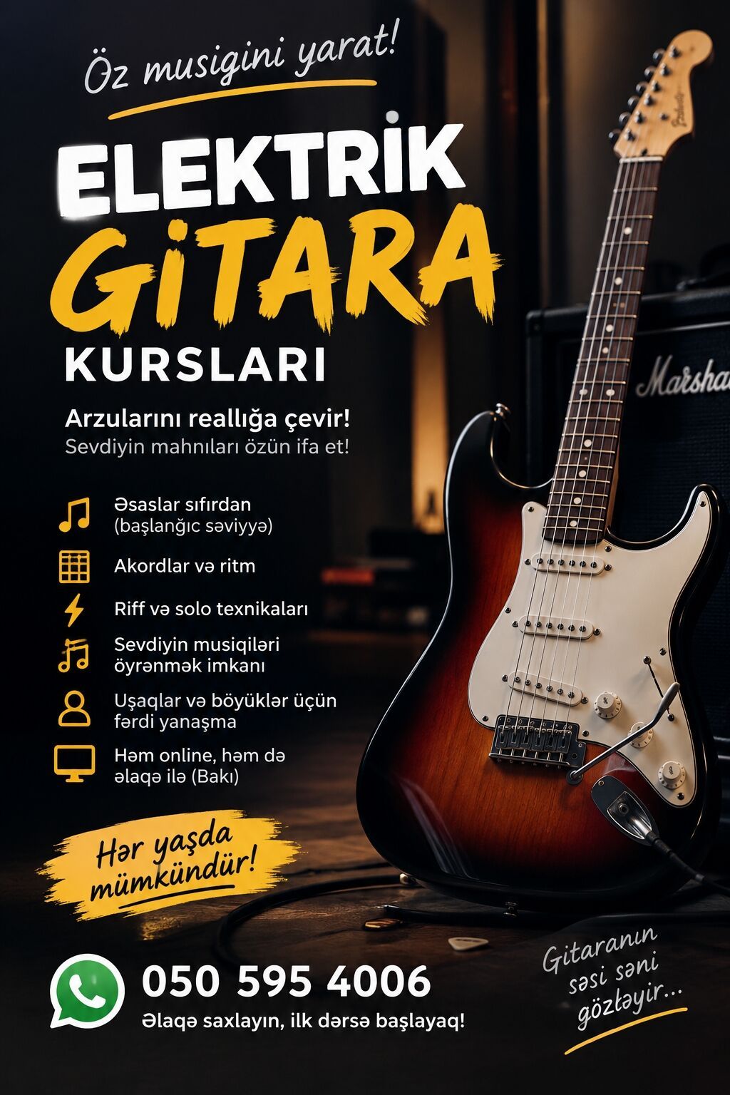 Elektrik Gitara Kursları - Öz musiqini yaratmaq istəyənlər üçün — Digərləri, Bakı (2)
