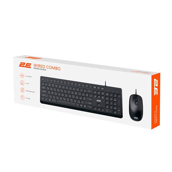 2E Combo MK405 USB En/uk/ru Black Keyboard and Mouse 2E-MK405UBK — Mallar, Bakı
