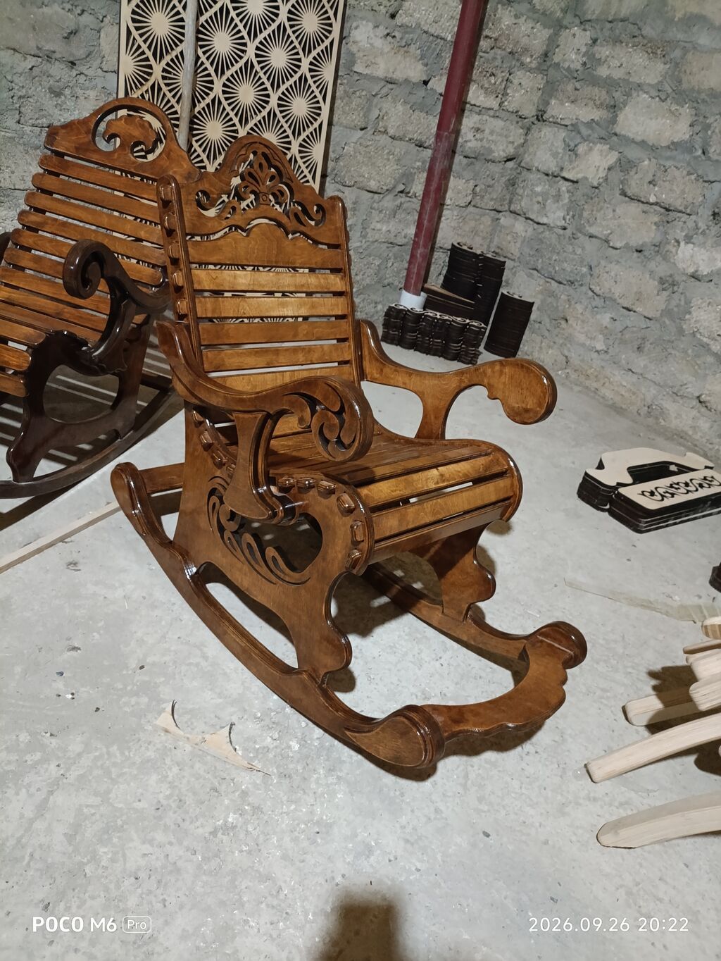 Taxta yelləncək kreslo - Material: tam ağac (cilalanmış və — Kreslolar, Digah (3)