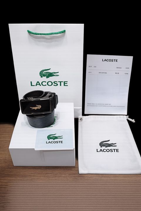 Kəmər Lacoste kişilər üçün, dəri, qara, ölçü 130 — Bakı