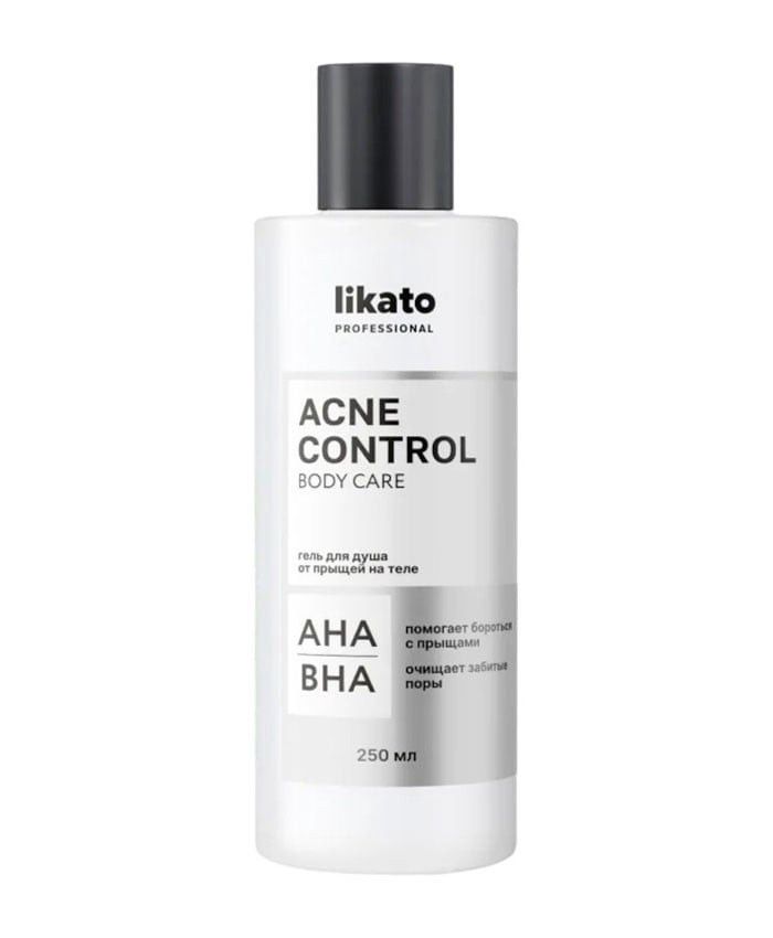 Duş üçün gel Likato Acne Control, bədən üçün, problemli və həssas dəri üçün, AHA və BHA turşuları ilə, 250 ml — Mallar, Bakı