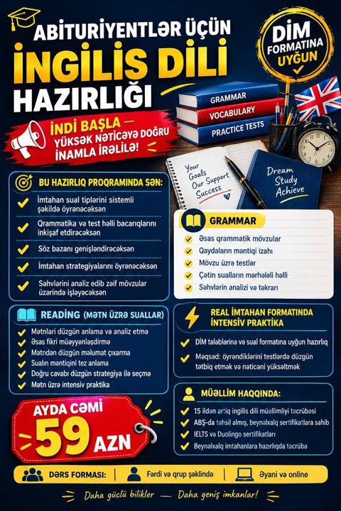 Abituriyentlər üçün İngilis dili üzrə sistemli və nəticəyönümlü hazır — Masazır