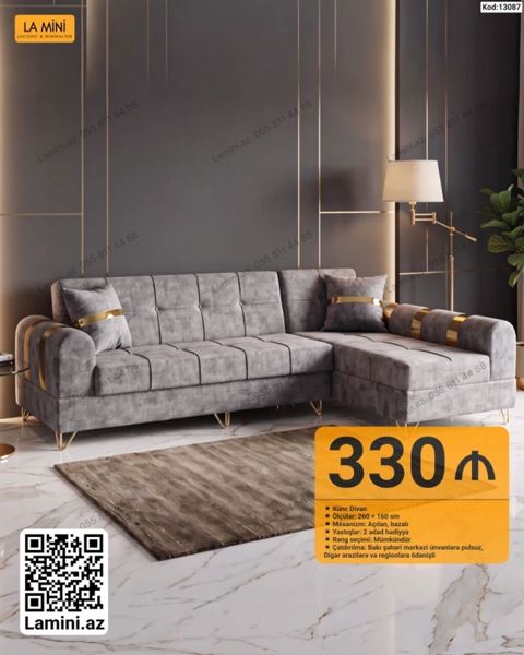 Künc divan – La Mini - Ölçülər: 260 160 sm - Mexanizm: açılan — Bakı