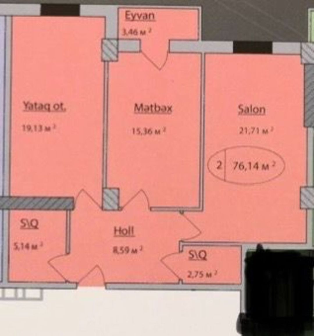 Satılır 2 otaqlı yeni tikili 77 m² — Mənzil, Bakı (2)