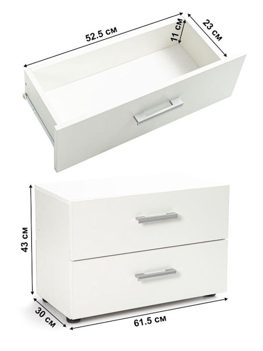 Tumba 61.5x30x43 sm, Ldsp, Venqe, Ağ — Mallar, Bakı (2)