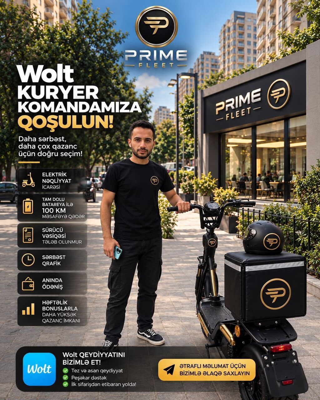 Salam Velosiped icarəsi ilə bağlı məlumat: Əgər bizim Wolt Fleet — Elektrik velosipedləri, Bakı