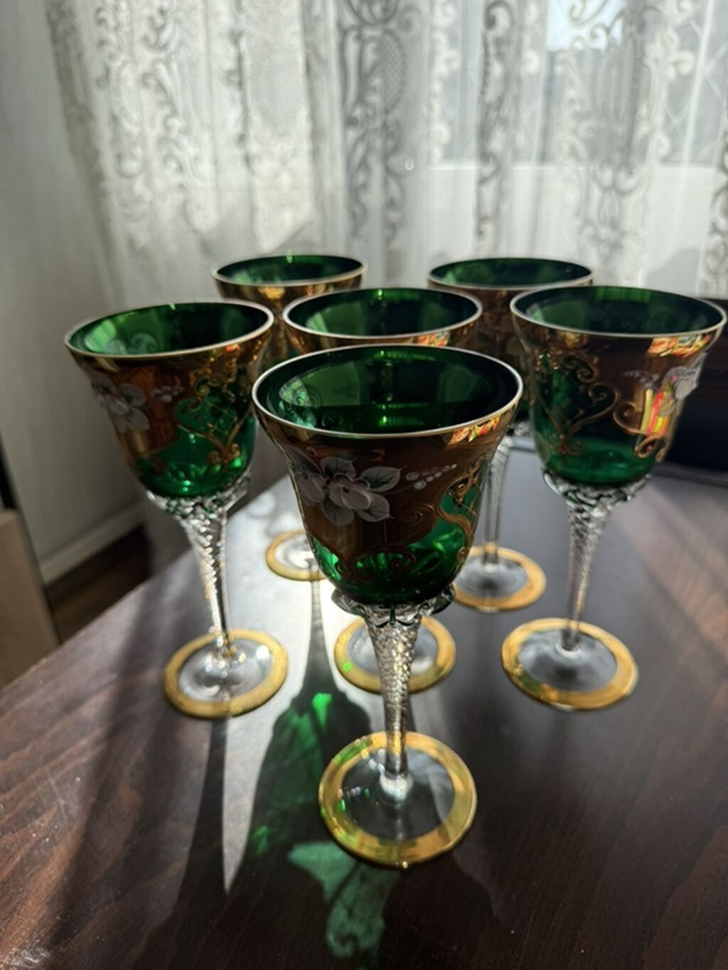 Qədəhlər, rəng - Yaşıl, Şüşə, 6 ədədli dəst — Süfrə qabı, Bakı (2)