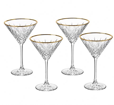Fujer dəsti Crystal Gallery, xrustal, şəffaf/qızılı, 300 ml, 4 əd — Bakı