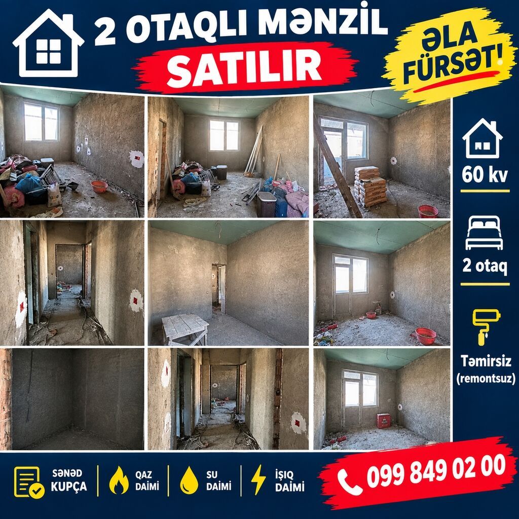 Masazır, 2 otaqlı, Köhnə tikili, 60 kv. m — Mənzil, Masazır