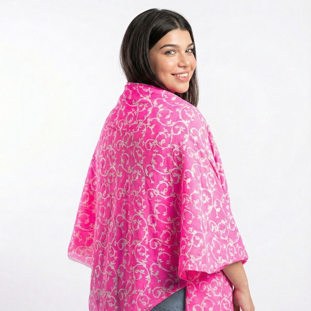 Kəlağayı Süsən S626, ipək, çəhrayı, 150x150 sm — Mallar, Bakı (2)
