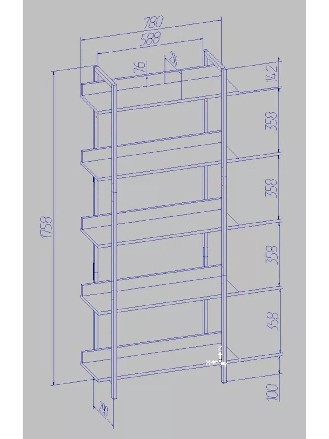Stellaj 24x78x176 sm, Ldsp, qəhvəyi — Mallar, Bakı (3)