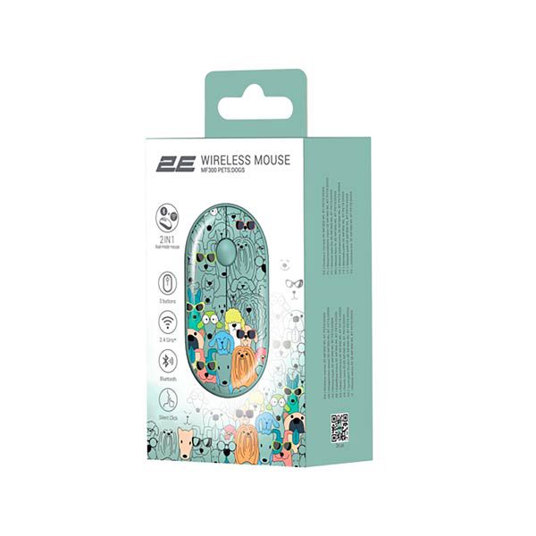 2E MF300 Pets: Dogs Silent WL BT Green Mouse 2E-MF300WPETSGN — Mallar, Bakı